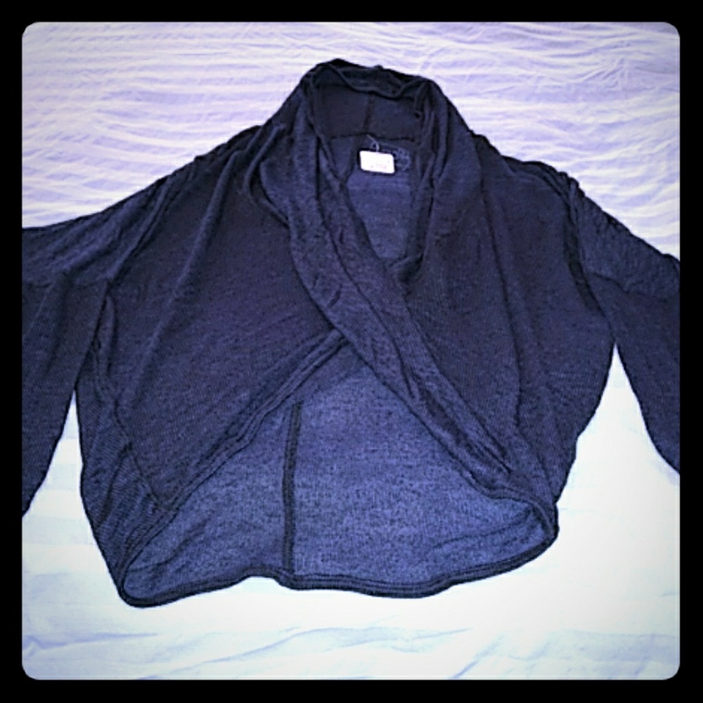 Free People Noir batwing crossover hooded sweater